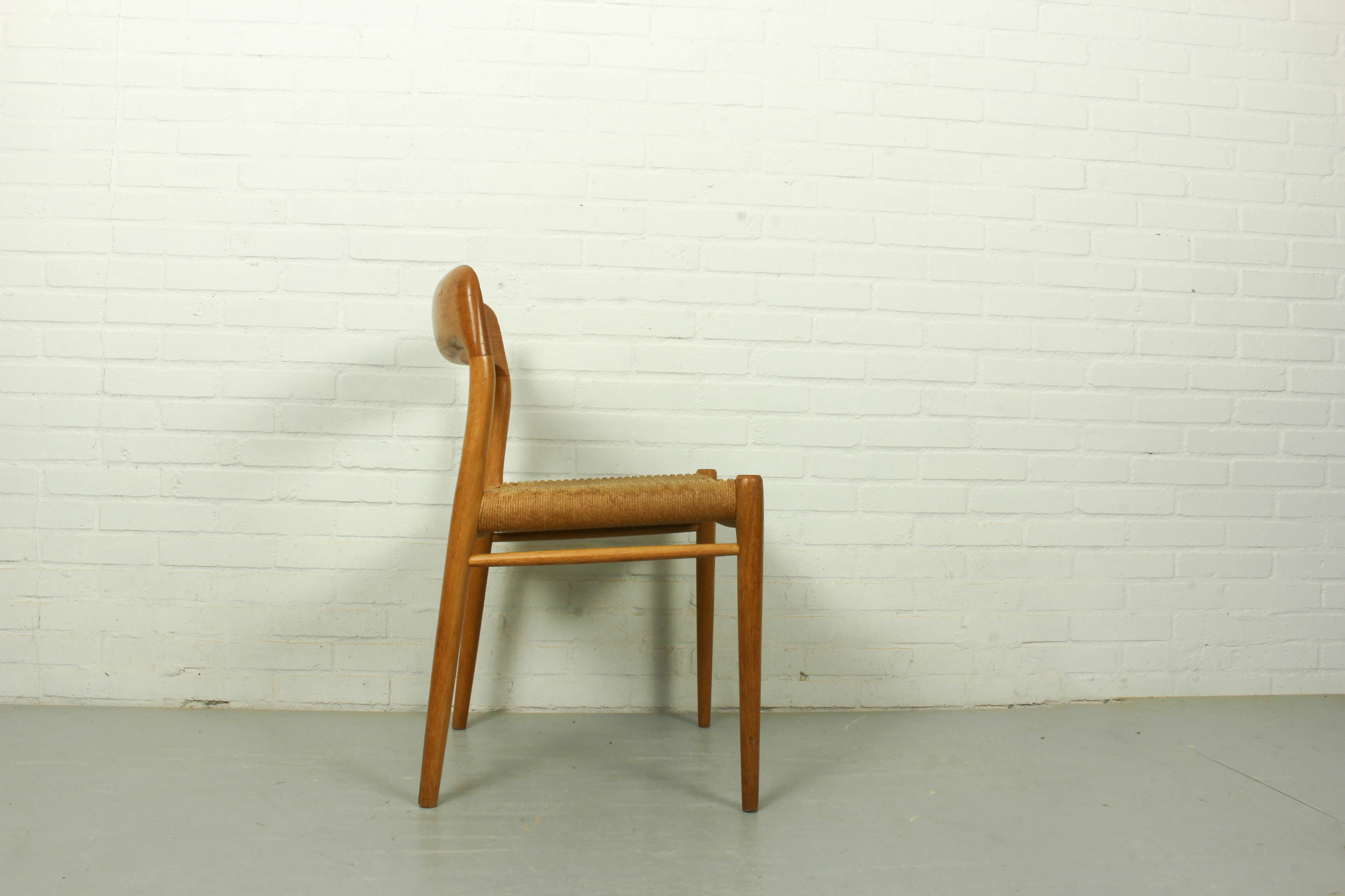Niels Møller Model 75 oak papercord dining chair for J.L Møller