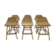 Suite of six vintage bar stools in rattan design Rohe 1960