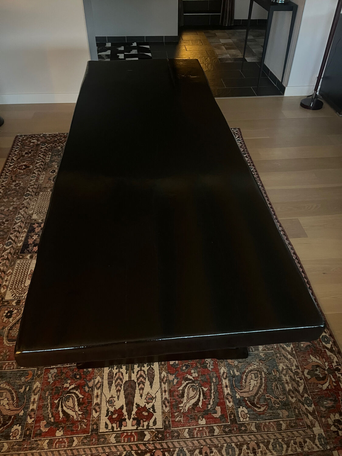 Monastery table in solid oak, black lacquered.