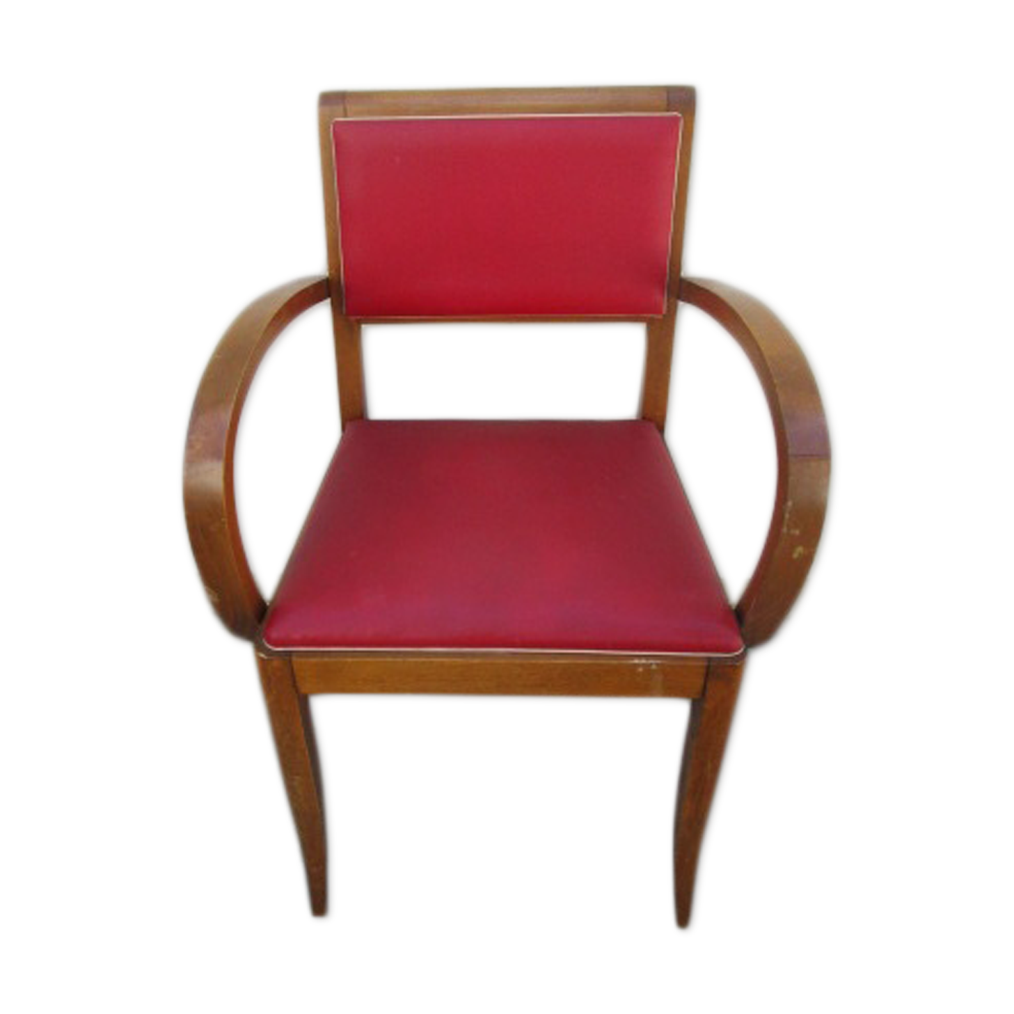 Fauteuil bridge rouge années 50