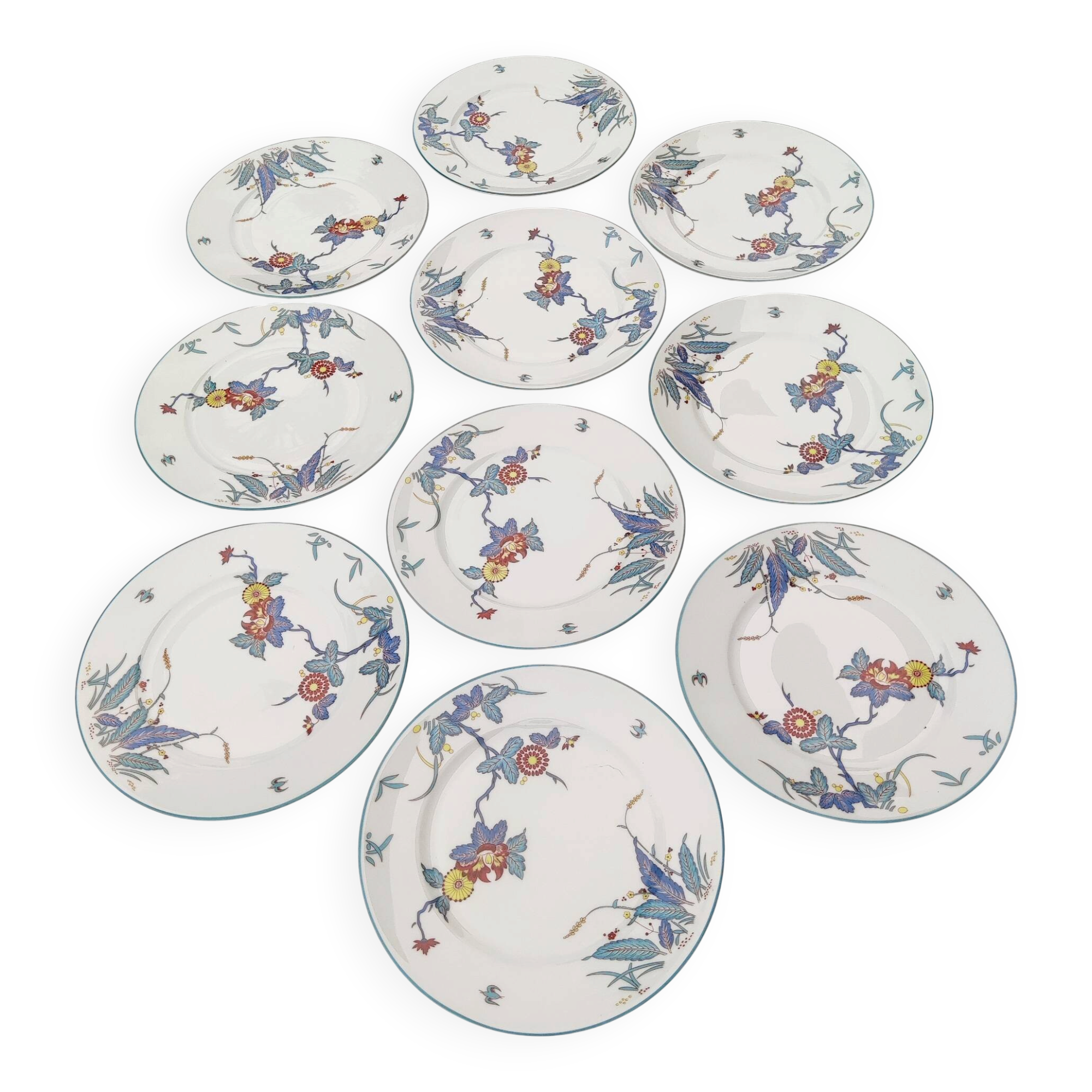 10 flat plates in Limoges porcelain - Haviland