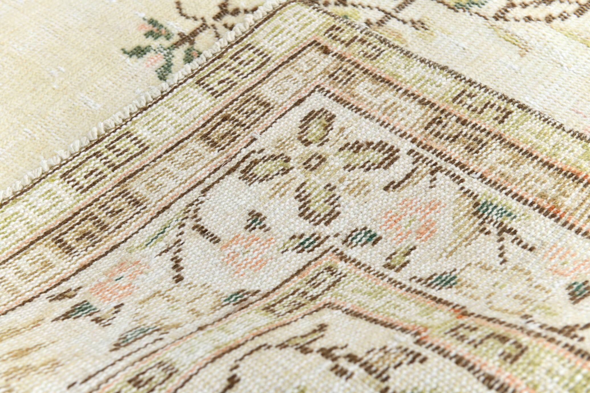Tapis Vintage Turc Crème, Médaillon Floral, Style Shabby Chic, 150x250Cm