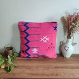 Coussin berbère rose et bleu