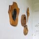 Set de 4 miroirs organiques brutalistes en bois années 50