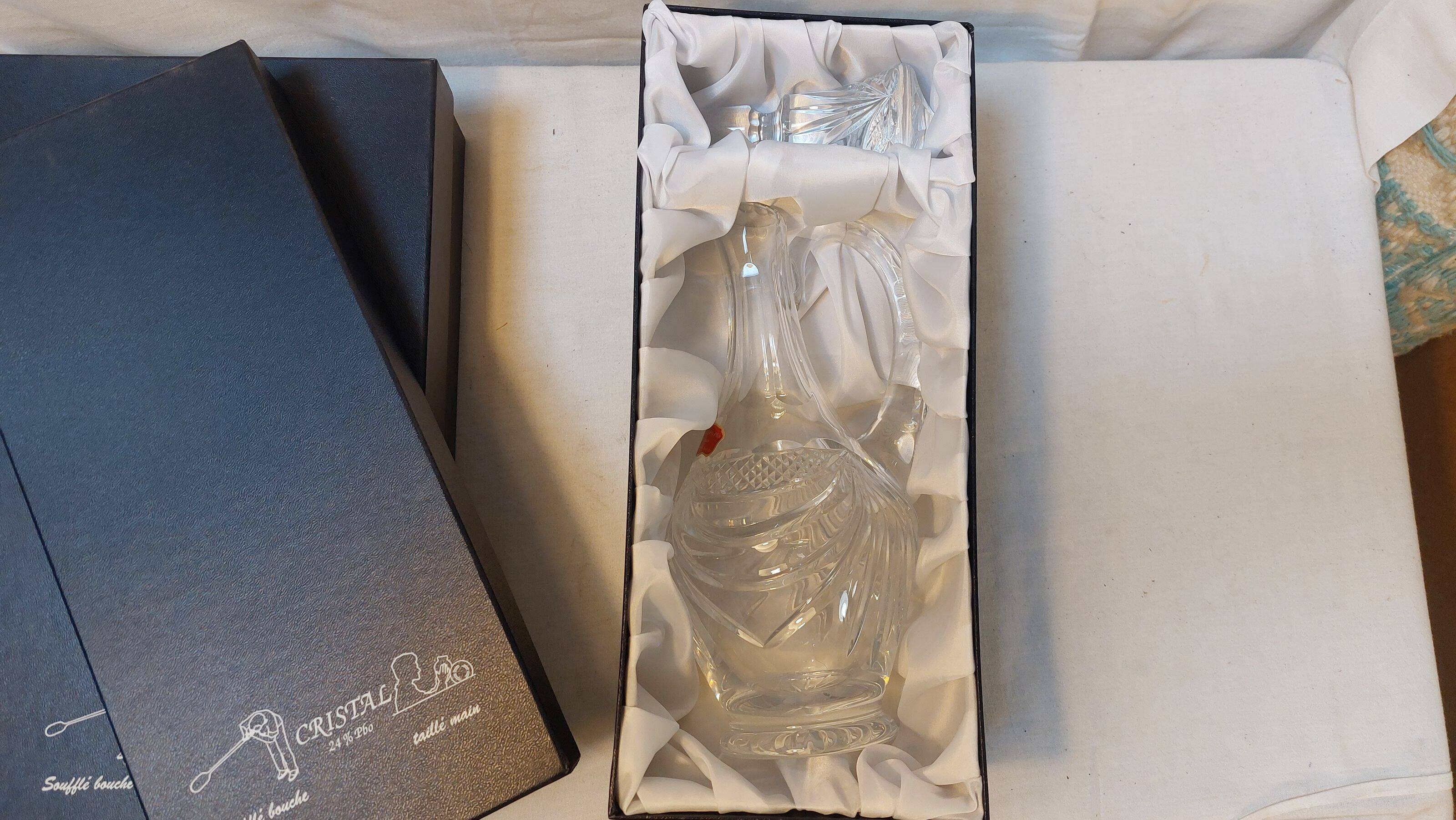 Set of 6 wine glasses and carafe in Lorraine Crystal - Gérard Model