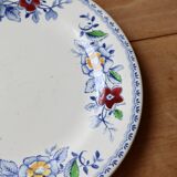 Vintage Gien earthenware flat plate with floral pattern on the border