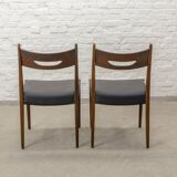 Teak and Black Leatherette Vintage Design Dining Chairs, 1960s