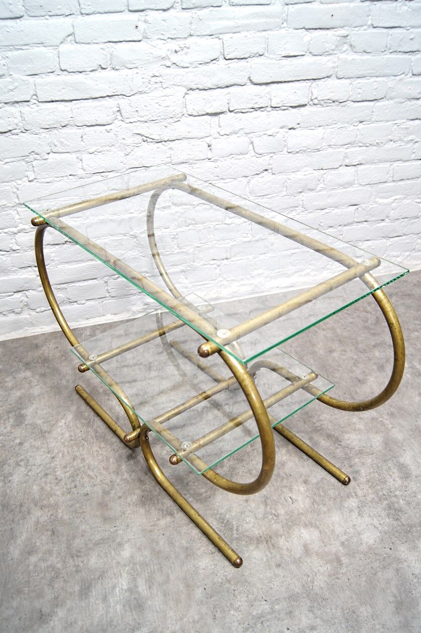 Bauhaus Tubular Brass Side Table, 1930s