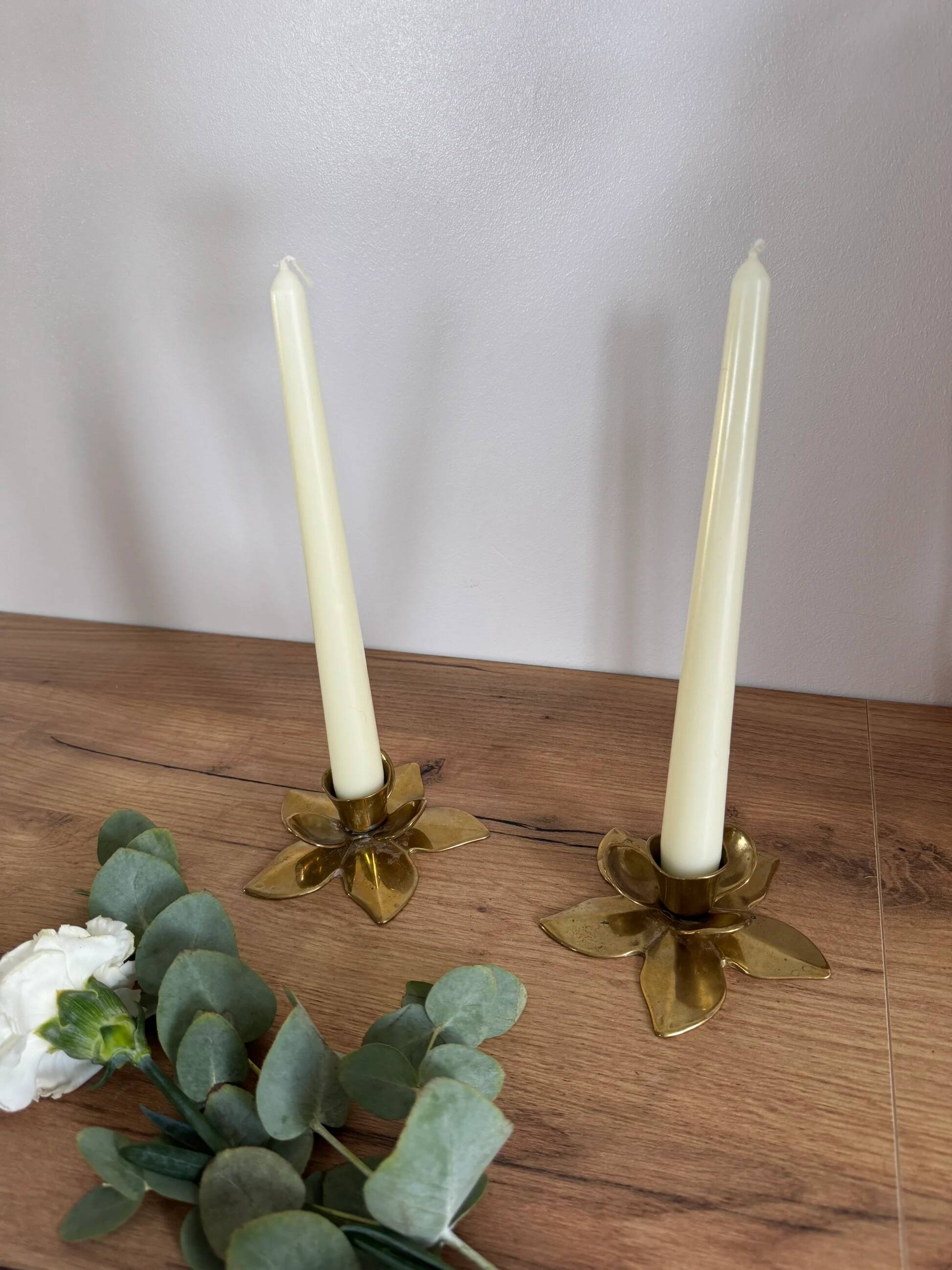 Brass flower candle holders