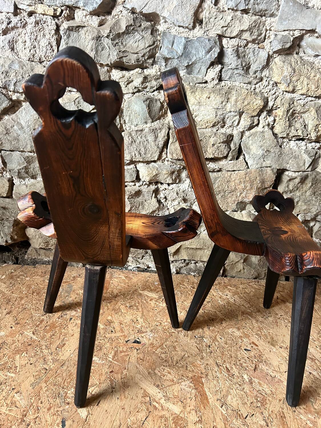 Pair of carved mountain stools
