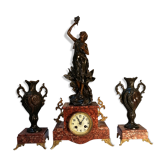 Garniture de cheminée en marbre et régule - années 1900 - signée charles ruchot