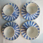 Set of 4 coffee cups and 4 saucers signed Sarreguemines, model FOX TROTT