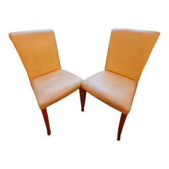 Set of 2 leather chairs Vittoria by Poltrona Frau