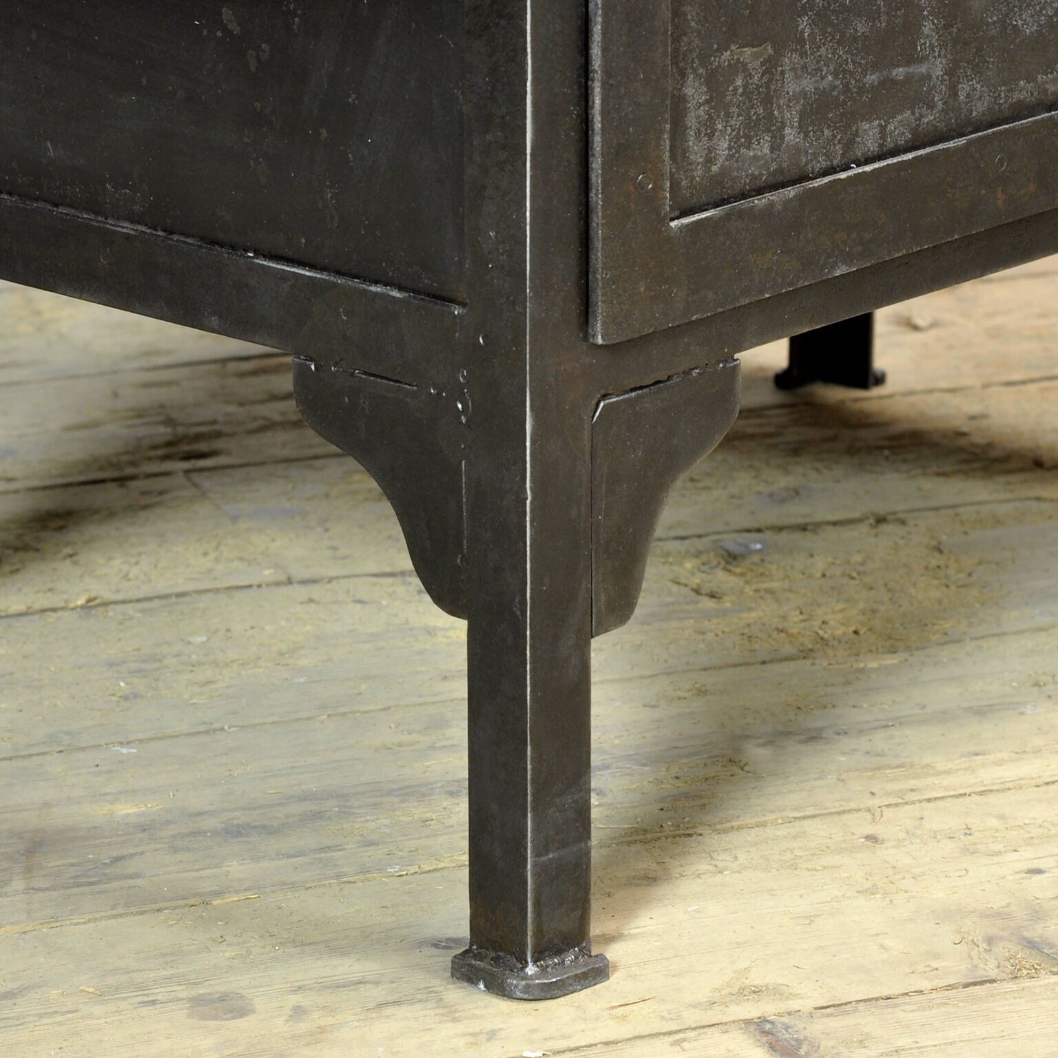 Polished iron medical cabinet, 1930s