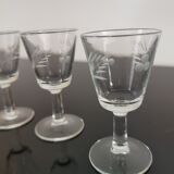 Verres apéritifs, digestifs tulipe gravé anciens