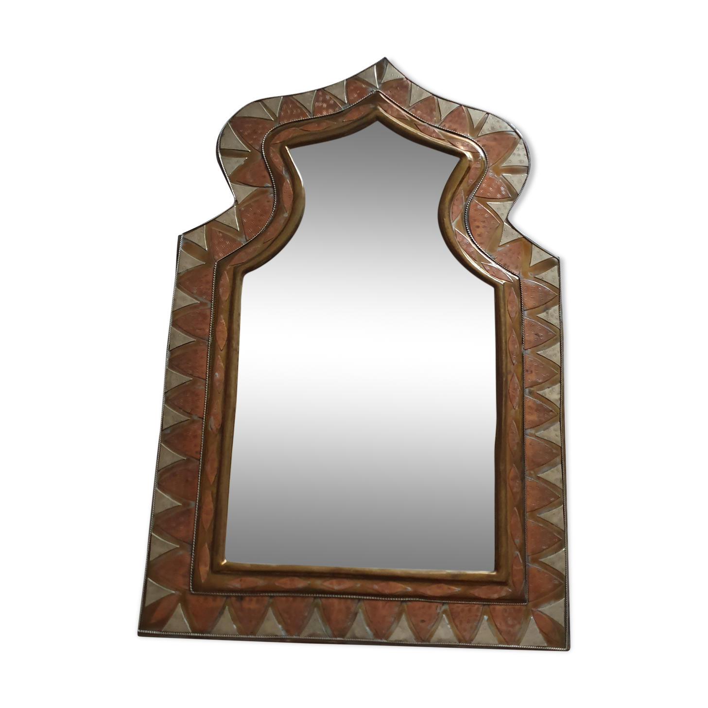 Mirror old brass wool frame oriental style 30x48cm