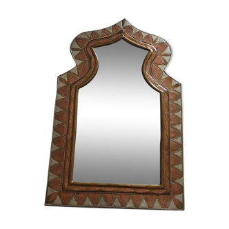 Mirror old brass wool frame oriental style 30x48cm
