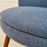 1960s, danish design, reupholstered lounge chair, camira furniture wool fabric, teak