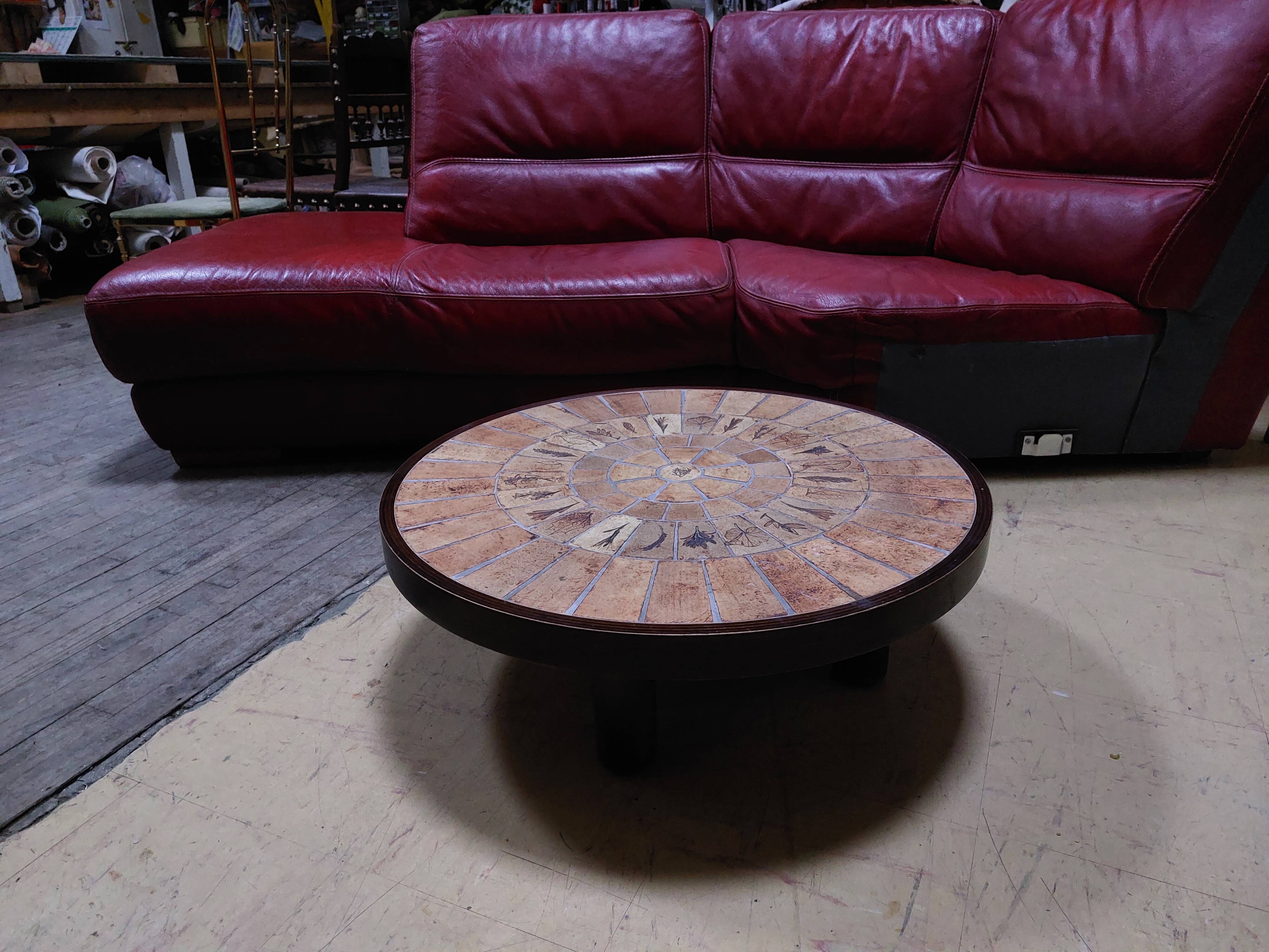 Round coffee table "Herbariums" by Roger Capron - 1960s/1970s - Vallauris
