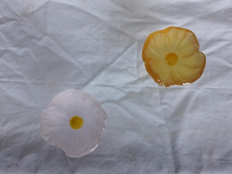 Pair of crystal flower bowls, Daum