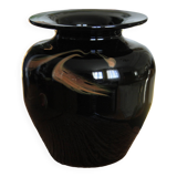 Black vase stamped MV