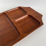 Vintage teak serving tray from the 1950s with compartments.