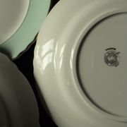 Lot 2 hollow plates and 2 green gilding plates Moulin des Loups