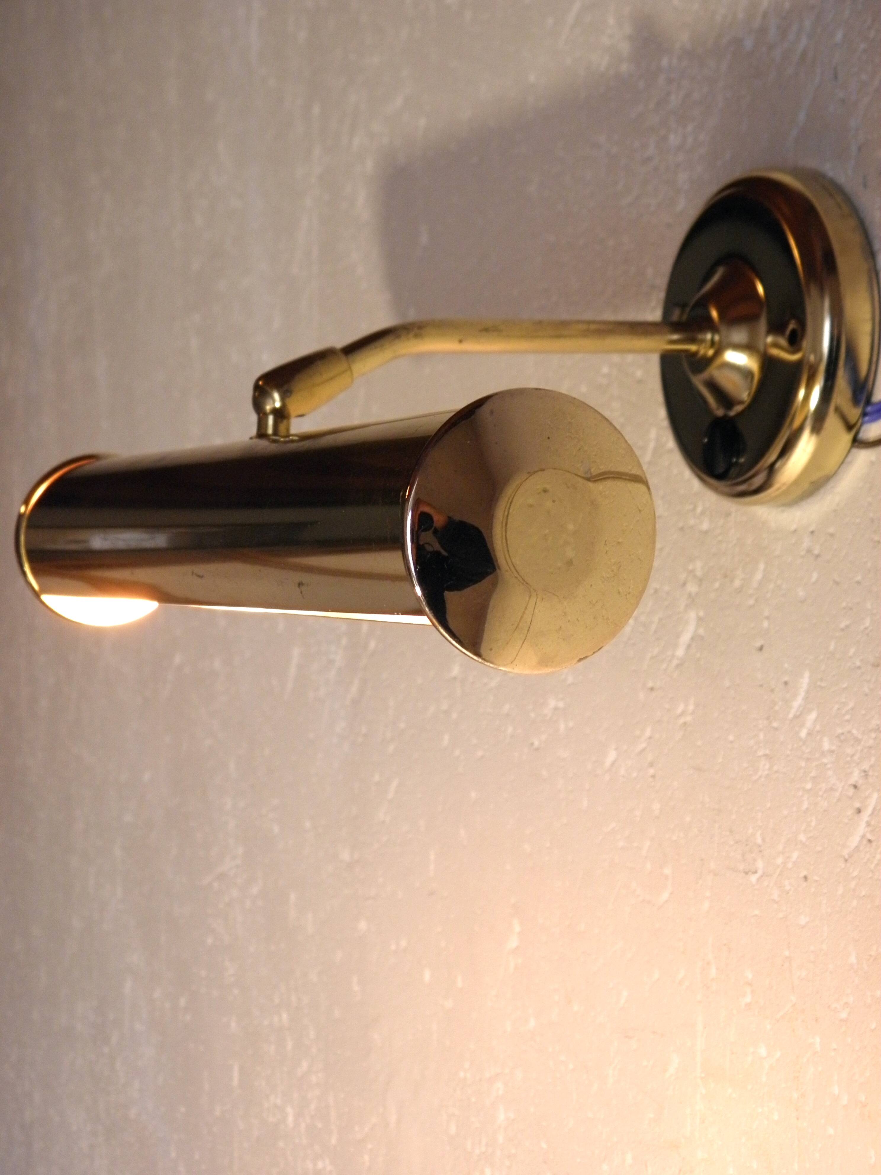 Two gold metal picture sconces