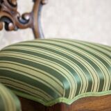 Vintage Walnut Chairs in Light Green, 1890s, Set of 5
