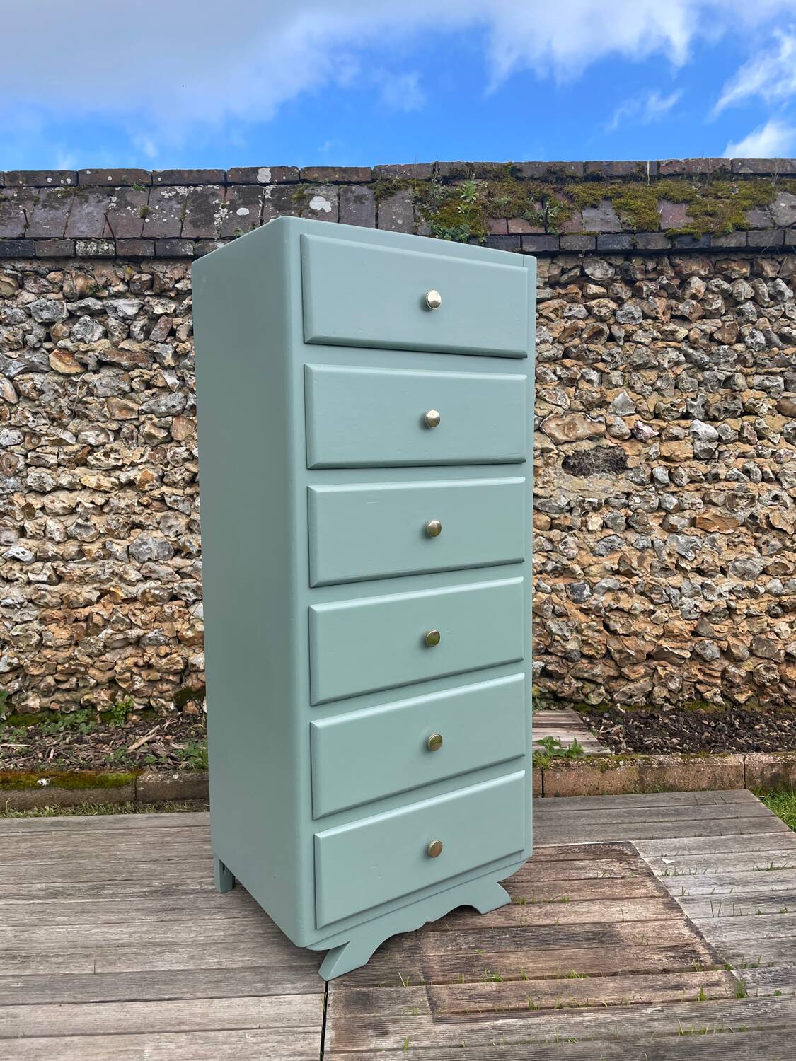 Vintage 1950 water green chiffonier