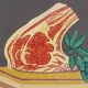 Painting, naïve painting signed: Still life, butcher's piece, 60s
