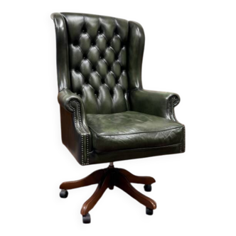 Large English Chesterfield Desk Chair Green