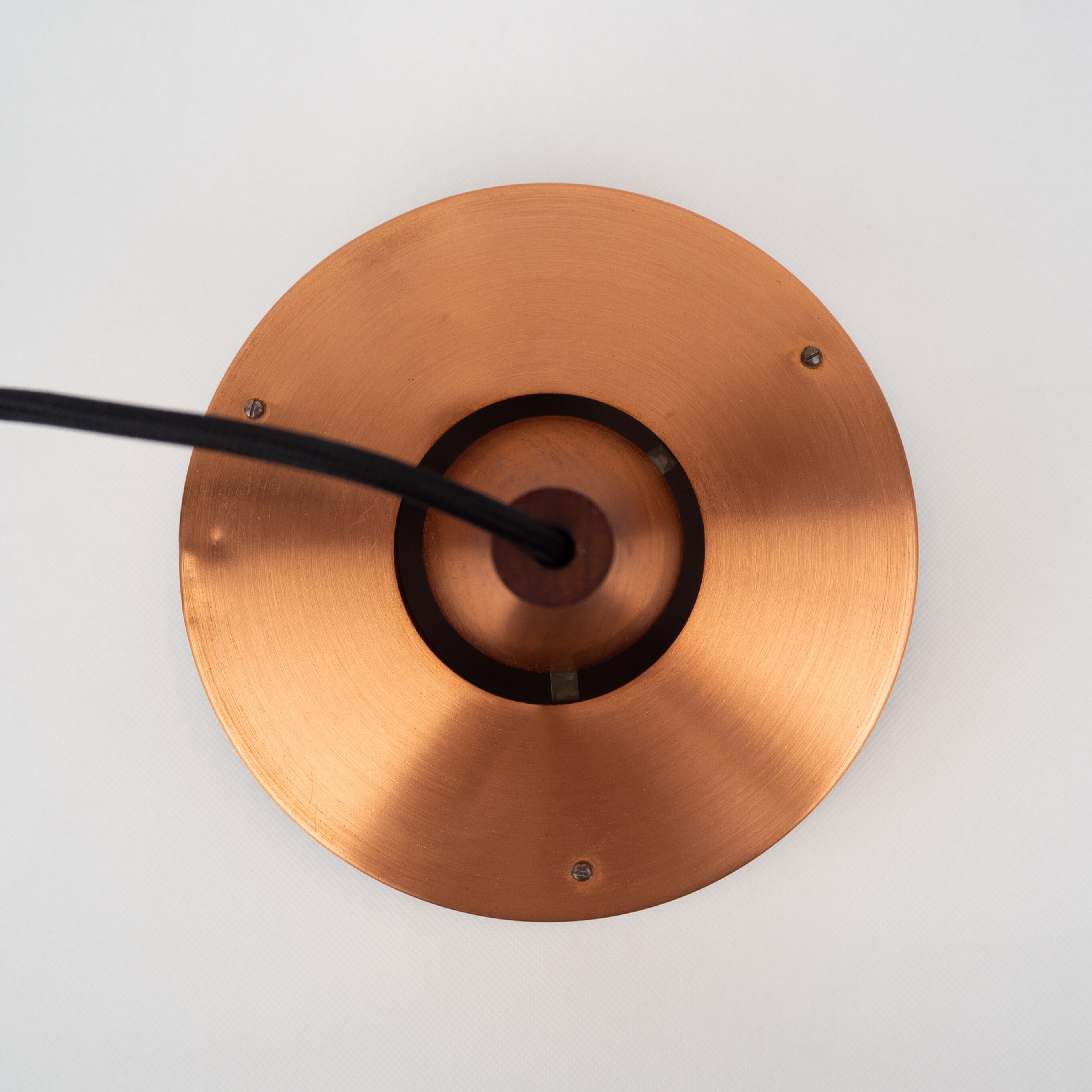 Danish vintage copper and teak lamp, 1960s