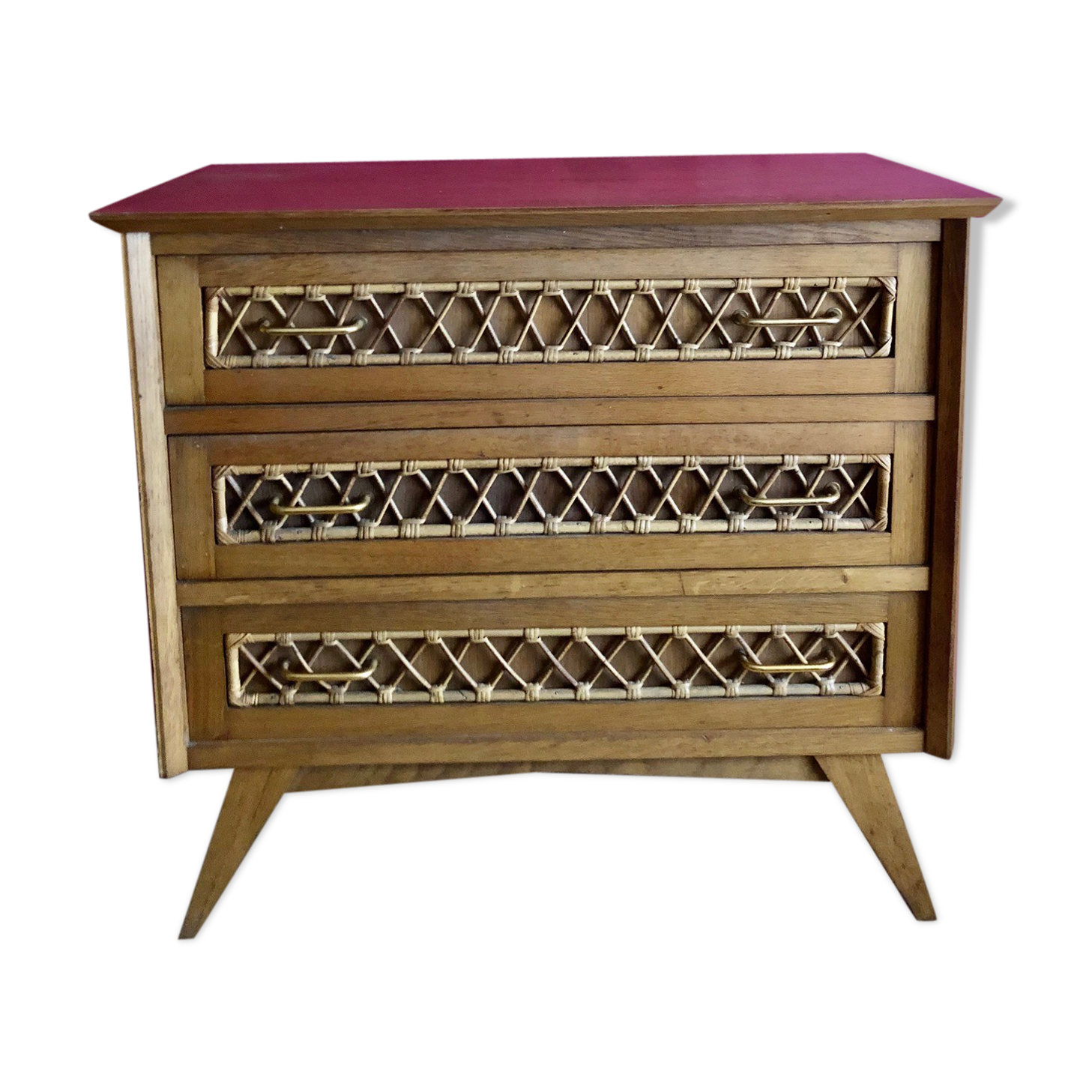 60s rattan and compass feet dresser