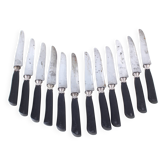 12 antique knives, ebony handle, carbon blade