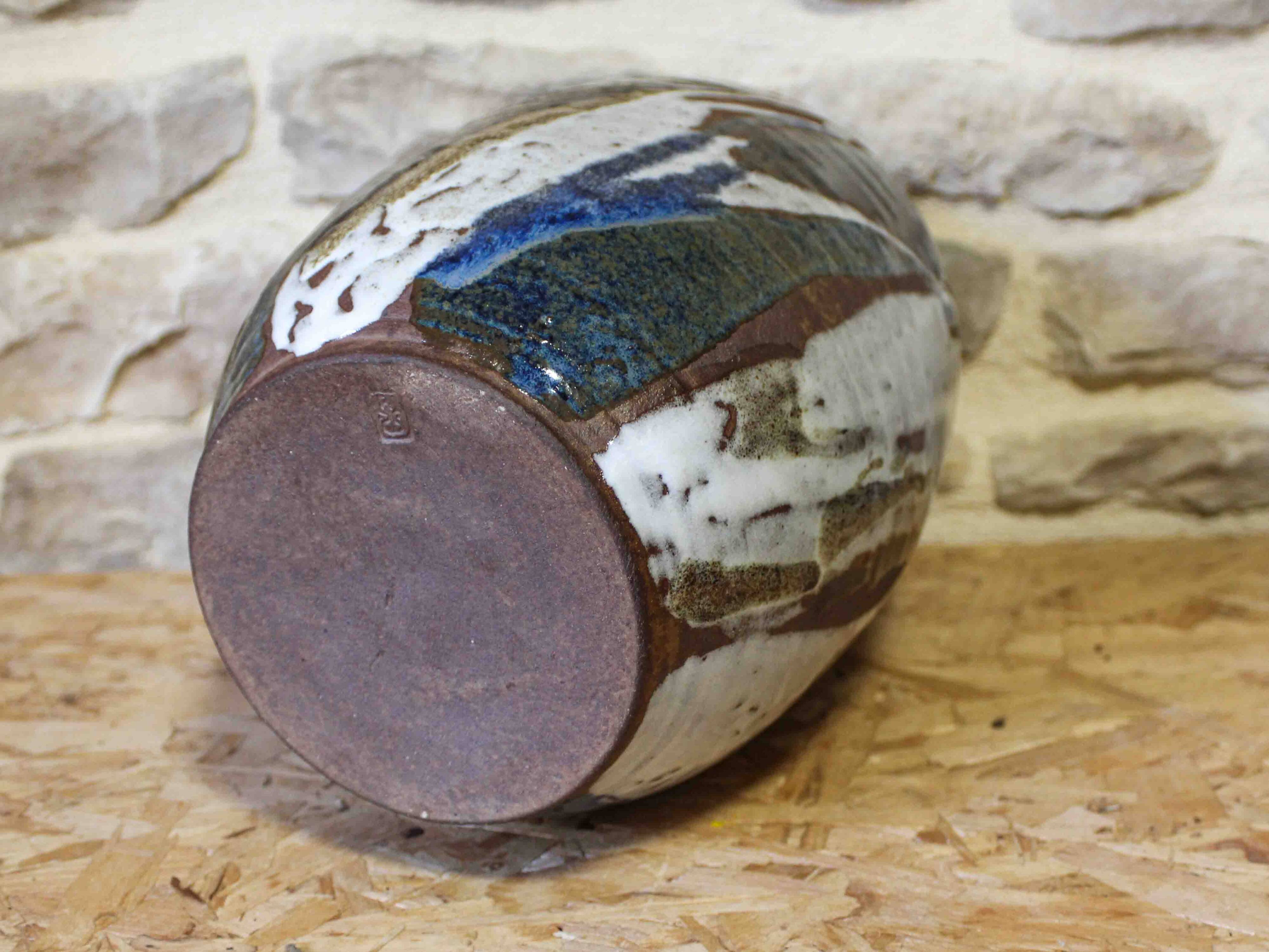 Large glazed stoneware vase signed