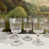 8 Baccarat cut crystal white wine glasses, Chicago model