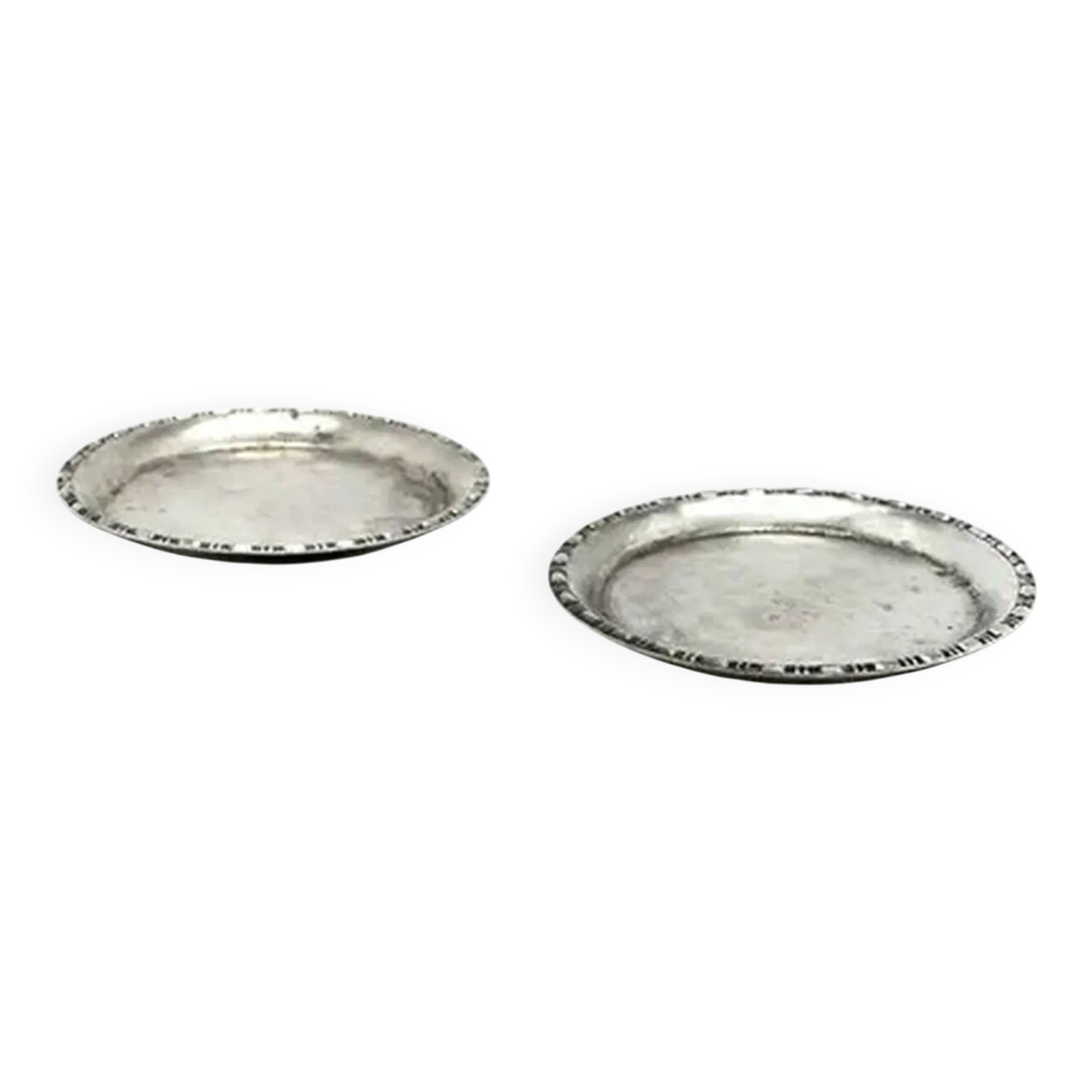 Pair of hot glass coasters Modernism, silver-plated brass, HEFRA, Poland, 1970s