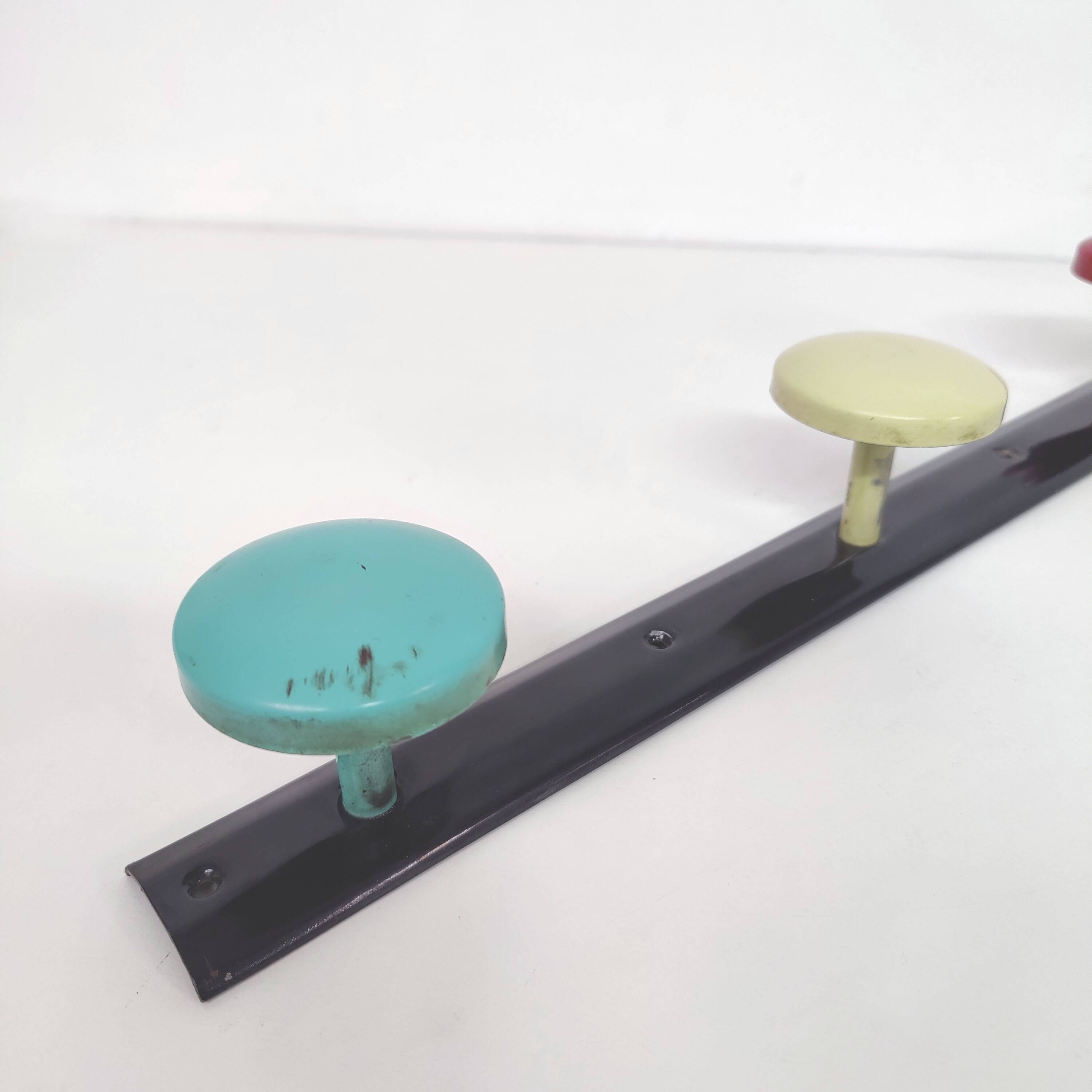 Vintage wall coat rack 4 metal hooks