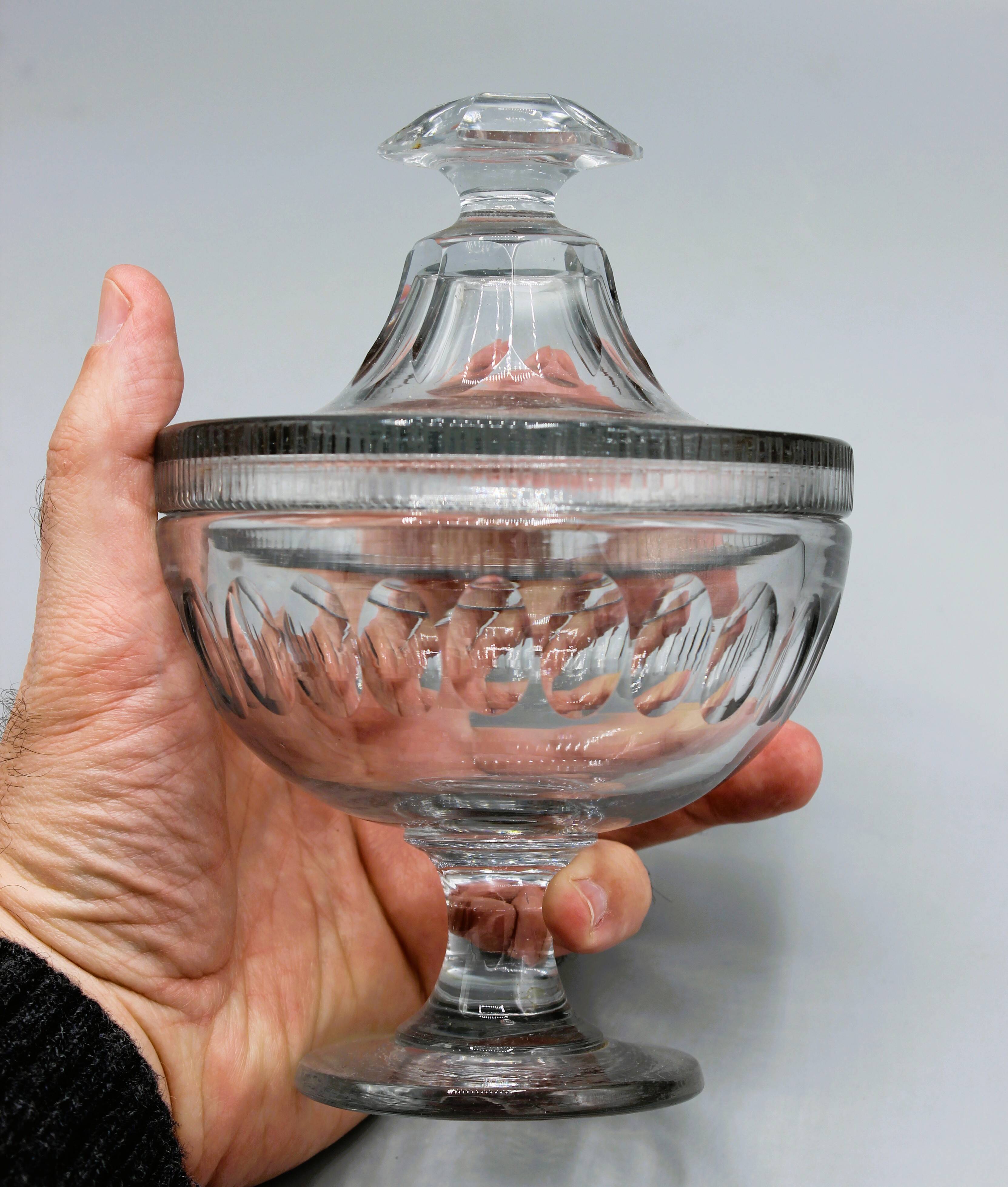 Ancien drageoir bonbonniere coupe cristal 19 xix eme bacarat