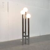 Vintage German floor lamp from the space age of the 1970s in glass and metal.