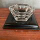 Old Val St Lambert Crystal Ashtray + Le Tanneur Leather Holder + Box
