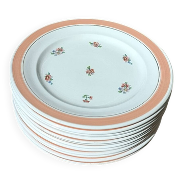 Ensemble de 12 assiettes à dessert fleuries
