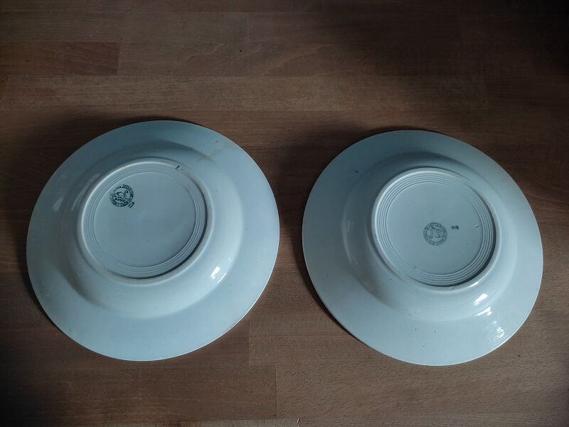 Hollow porcelain plates St Amand green flowers