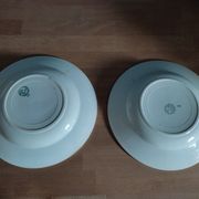 Hollow porcelain plates St Amand green flowers