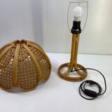 Vintage table lamp rattan and wicker 1970