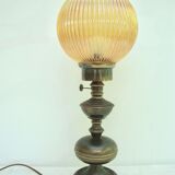 Ancient brass lamp and glass