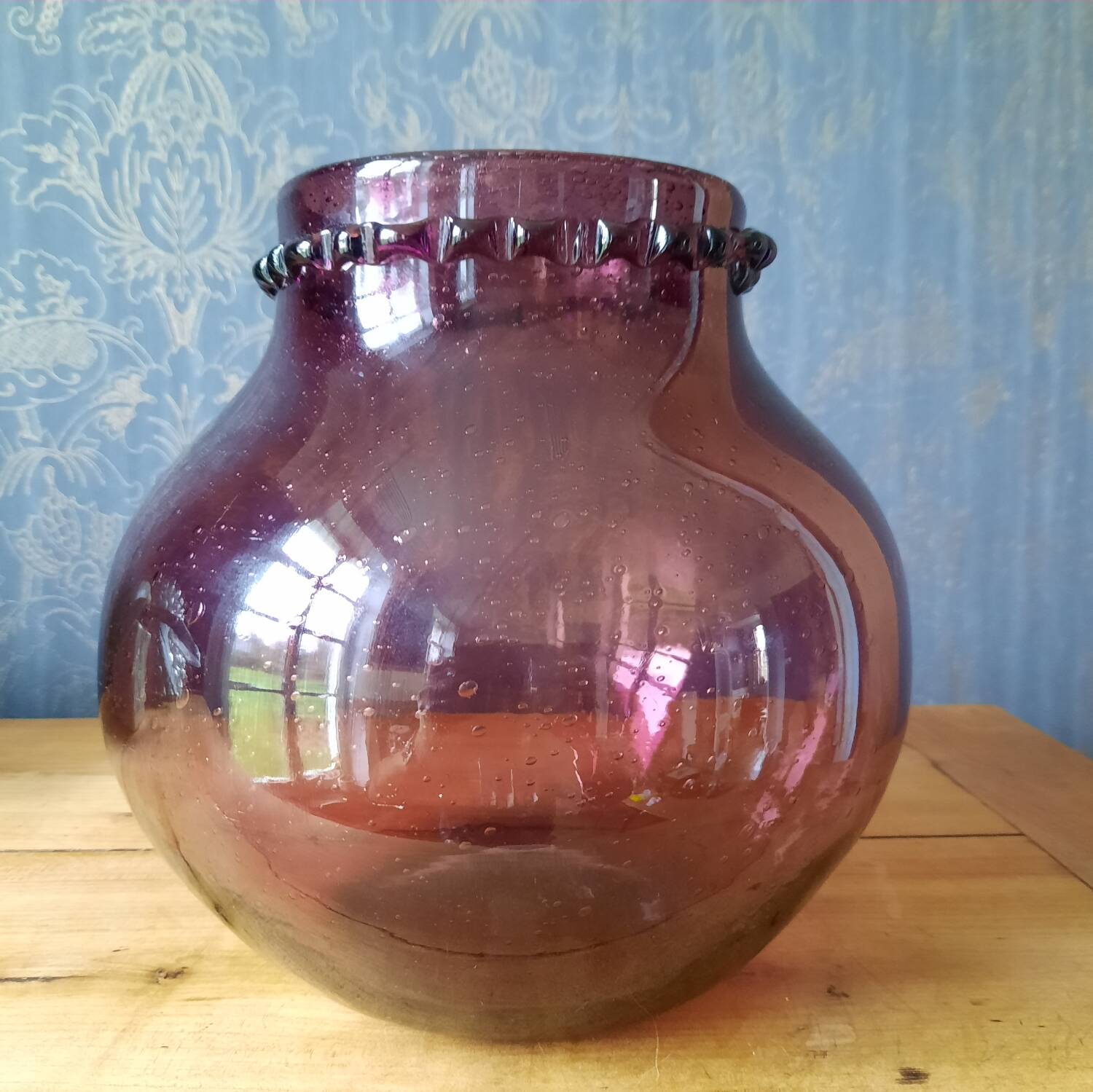 Large blown glass ball vase Biot