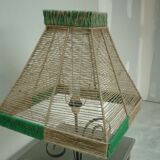 Lampshade pyramid in bistre and green jute thread
