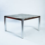 Kho liang ie dining table in aluminium and green marble, dutch, 1970s
